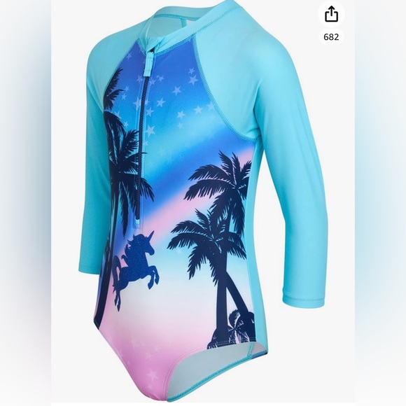 Limited Too Girls’ Rashguard – UPF 50+ One Piece Long Sleeve Sun/Sand Protection - Picture 3 of 11